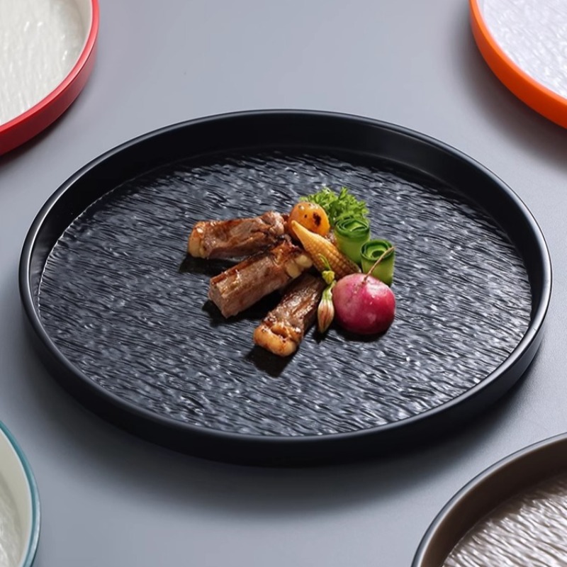 Home Cooking Japanese - Modern Round Stone Melamine Steak Pasta